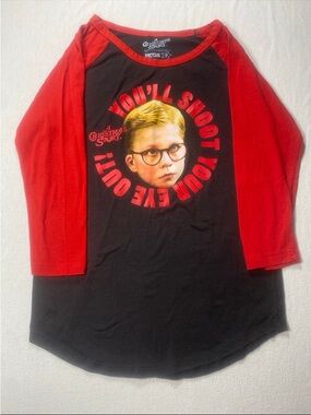 Ripple Junction Women’s Black & Red Raglan 'A Christmas Story' Ralphie Tee